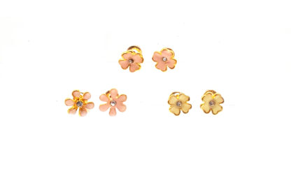 Aros Flor Esmalte con Strass - Imagen 4
