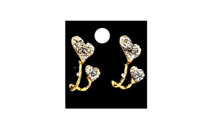 Aro Doble Corazón con Strass