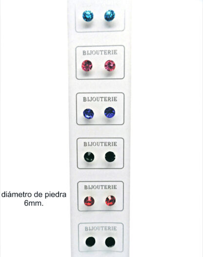 Aro Piedras de Color - Cartón x 6 Pares