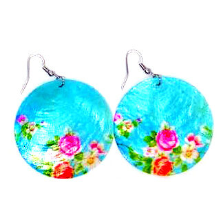 Aros Colgante Flores Nacar