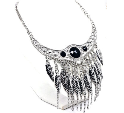 Gargantilla Piedras y Dijes plumas con Cadenas
