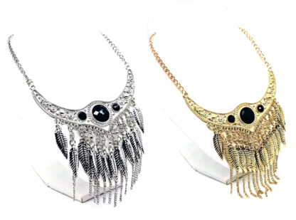 Gargantilla Piedras y Dijes plumas con Cadenas - Imagen 2