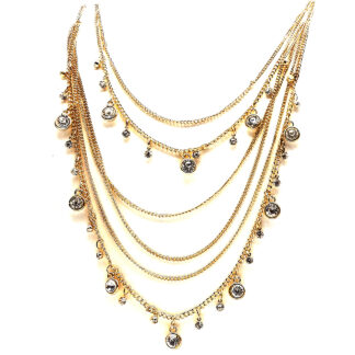Collar Vueltas de Cadena Dijes y Strass
