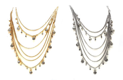 Collar Vueltas de Cadena Dijes y Strass - Imagen 2