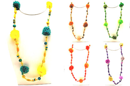 Collar Coco y Madera con Pompones - Imagen 2