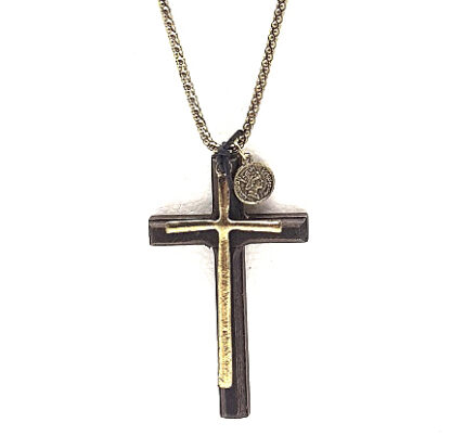 Cadena con Cruces Metal y Madera Superpuestas