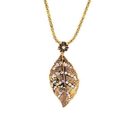 Cadena Dije Hoja con Strass