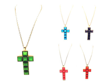 Cadena Dije Cruz con Piedras - Imagen 2