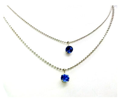 Collar Doble con Dije Redondo Strass