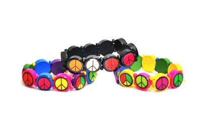 Pulsera Elastizada Símbolo de la Paz Multicolor