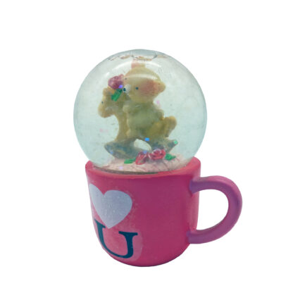 Adorno Oso Base Cerámica Bola Souvenir con Gliter - Imagen 4