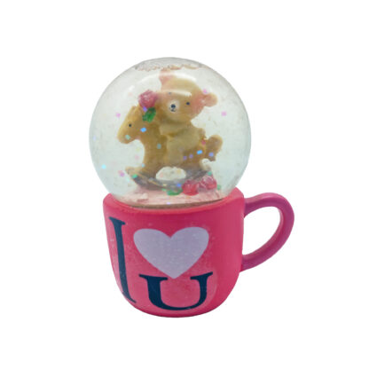 Adorno Oso Base Cerámica Bola Souvenir con Gliter - Imagen 3