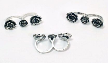 Anillo Flor Metal Para 2 Dedos