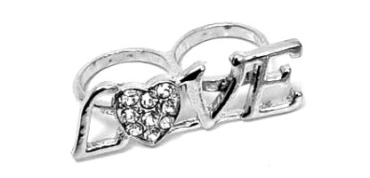 Anillo Love con Strass Para 2 Dedos