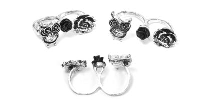 Anillo Flor y Lechuza Para 2 Dedos - Imagen 2