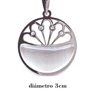 Dije con Piedra Ojo de Gato y Strass Acero Quirúrgico