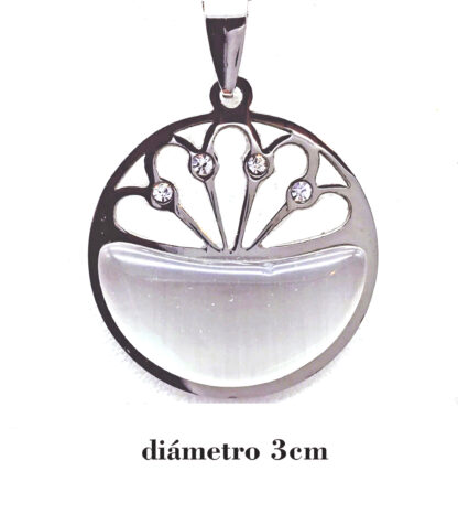 Dije con Piedra Ojo de Gato y Strass Acero Quirúrgico