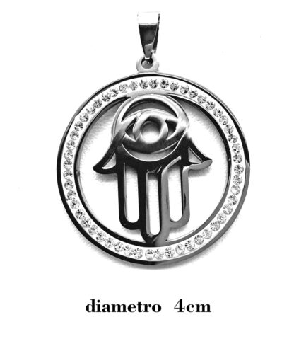 Dije Mano y Ojo con Strass Acero Quirúrgico