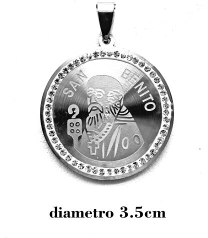 Dije San Benito con Strass Acero Quirúrgico