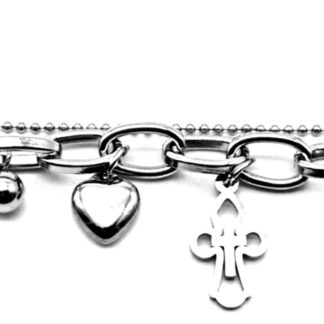 Pulsera Cadena Acero Quirúrgico con Dijes Acero Quirúrgico