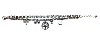 Pulsera Cadena Acero Quirúrgico con Dijes Acero Quirúrgico