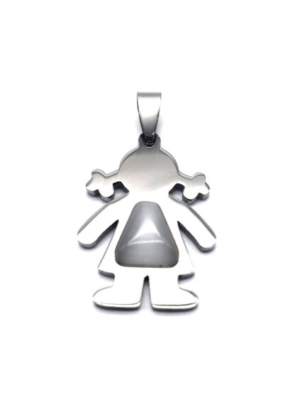 Dije Nena con Piedra Ojo de Gato Acero Quirúrgico - Alto 3cm. - Imagen 2