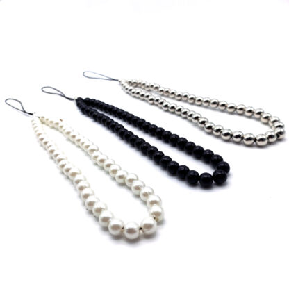 Strap Porta Celular Perlas / Plateado / Negro - Imagen 2