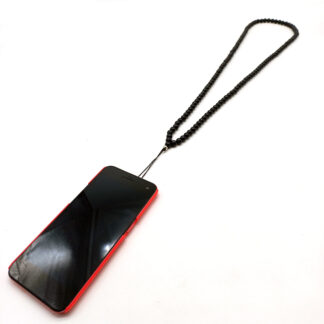Collar Porta Celular Perlas / Plateado / Negro