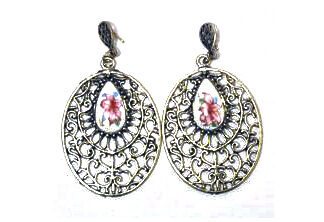 Aro Colgante Filigrana con Piedra Cerámica