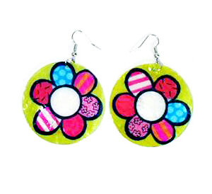 Aros Colgante Flor Multicolor Nácar