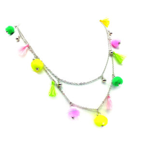 Collar con Flecos Bolitas y Pompones