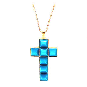 Cadena Dije Cruz con Piedras