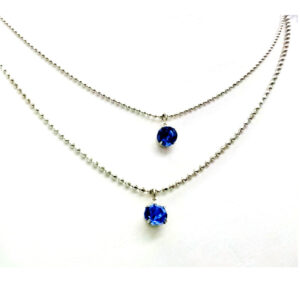 Collar Doble con Dije Redondo Strass