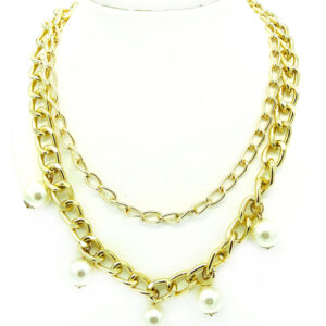 Cadena Doble con Dijes Perlas