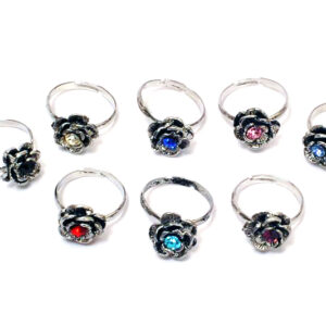 Anillo Flor con Strass Tamaño Regulable