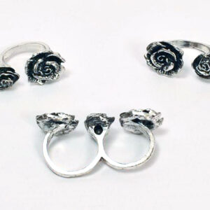 Anillo Flor Metal Para 2 Dedos