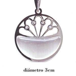 Dije con Piedra Ojo de Gato y Strass Acero Quirúrgico