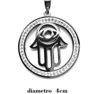 Dije Mano y Ojo con Strass Acero Quirúrgico