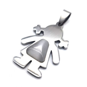 Dije Nena con Piedra Ojo de Gato Acero Quirúrgico - Alto 3cm.