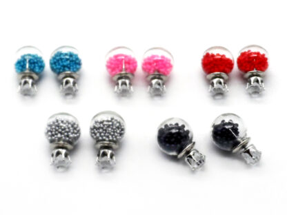 Aro Bolita de Vidrio con Mostacillas y Strass - Imagen 2