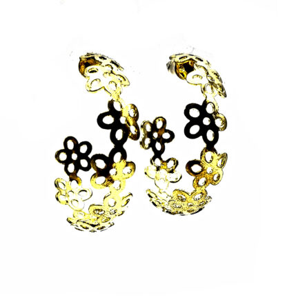 Aro Argolla con Flores Metal 4,5cm.