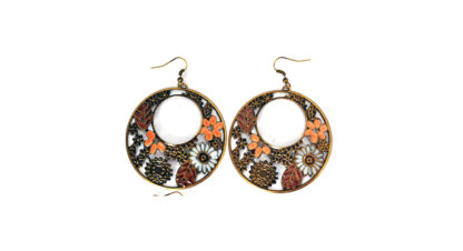 Aro Argolla Colgante con Flores Multicolor