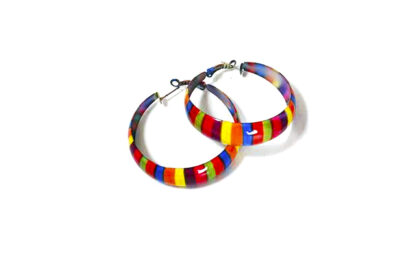 Aro Argolla Picos y Rayas Multicolor 5,5cm. - Imagen 2