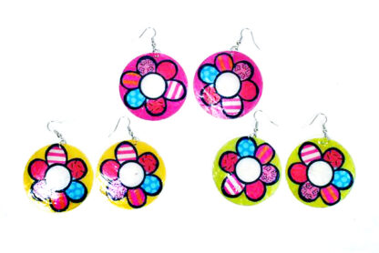 Aros Colgante Flor Multicolor Nácar - Imagen 4