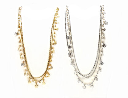 Collar Vueltas de Cadena Dijes Perlas y Strass - Imagen 2