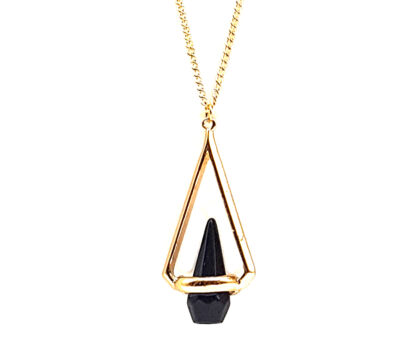 Cadena Con Dije Metal y Piedra