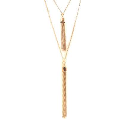 Collar 2 Vueltas Cadena con Flecos Cadenas