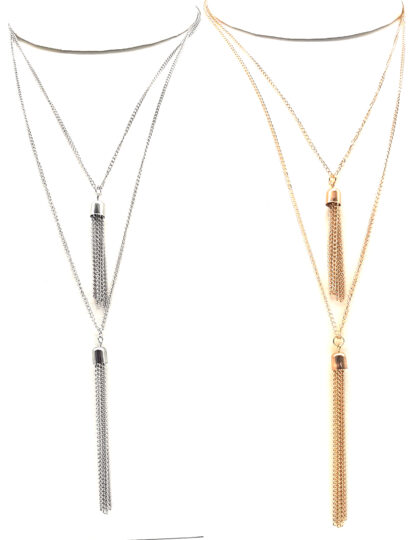 Collar 2 Vueltas Cadena con Flecos Cadenas - Imagen 2