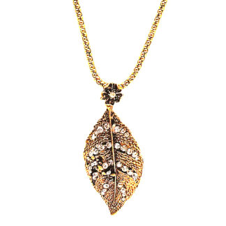 Cadena Dije Hoja con Strass
