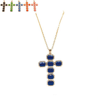 Cadena Dije Cruz con Piedras